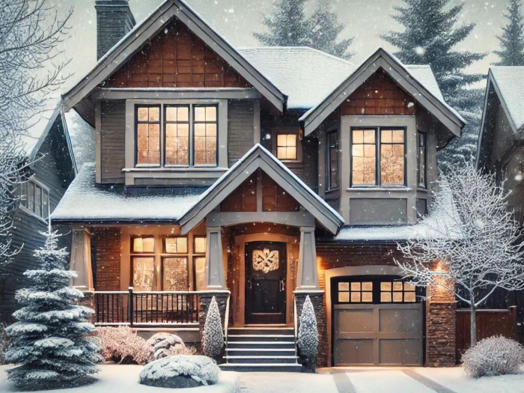 House in Calgary covered in snow 